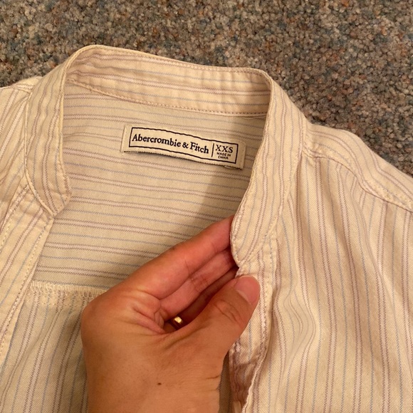 Abercrombie fitch women strip off white long sleeve button down shirt XXS - Picture 6 of 6